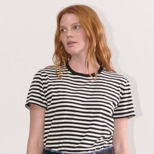 Everlane XL Black and White Striped Boxy Tee